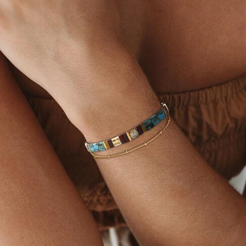 Tila Tile Beaded Bracelet for Women Boho Bracelets Jewelry Gifts Stackable Stretch Bracelets Gold Bracelet Stack Cute Jewelry Stocking Stuffers for Women in Saudi Arabia