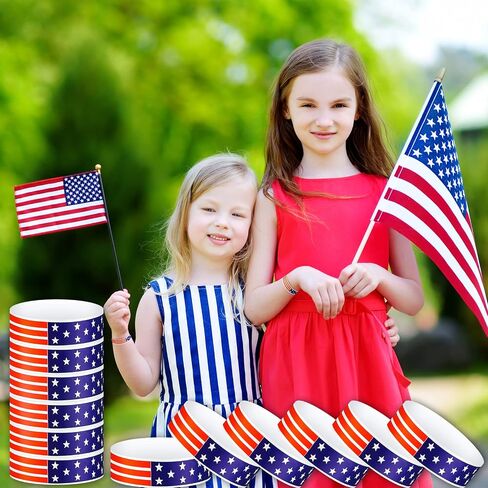 Teling 500 Pcs Patriotic Paper Wristbands Independence Day Wristbands for Events Star Stream Event VIP Wristband Red White Blue American USA Paper Arm Band for 4th of July Event (Stars and Stripes) in Saudi Arabia
