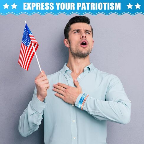 Taling 500 PCS Perctic Paper Wristbands Independence Day Wristbands for Events Star Stream Event VIP Wristband Red White Blue American USA Paper Band for 4th of July (Stars and Stripes) in Kuwait
