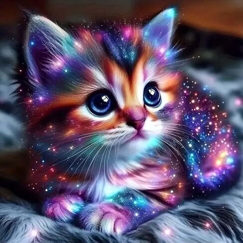 Cat Diamond Painting Kits For Adults DIY Round Gem Art Animal Cute Cat Diamond Art Kits For Adults,5D Full Drill Diamond Dots Crafts Paintings Canvas For Beginners For Adults Home Decor 12x16Inch in Saudi Arabia
