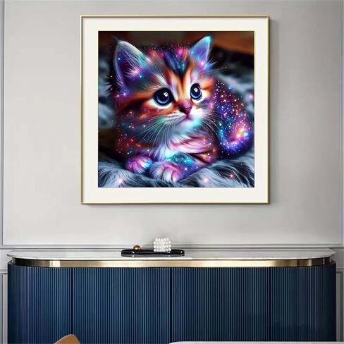 Cat Diamond Painting Kits For Adults DIY Round Gem Art Animal Cute Cat Diamond Art Kits For Adults,5D Full Drill Diamond Dots Crafts Paintings Canvas For Beginners For Adults Home Decor 12x16Inch in Saudi Arabia