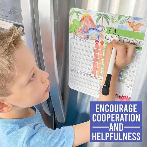 Hadley Designs - Dry Erase Chore Chart for Kids Daily Responsibility and Reward Chart for Refrigerator, Behavior Board for Toddlers and Kids, Weekly Checklist in Saudi Arabia