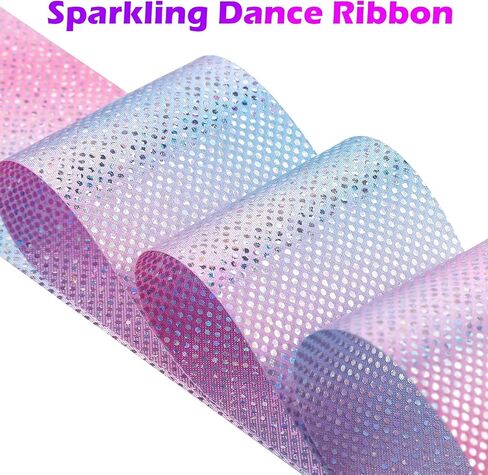 14PCS Sparkling Dance Ribbon for Kids Girls Princess Mermaid Ballet Ballerina Gymnastics Birthday Party Favors Decorations, Kids Twirling Streamer Ribbon Dancer Wands for Outdoor Toys in Saudi Arabia
