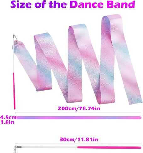 14PCS Sparkling Dance Ribbon for Kids Girls Princess Mermaid Ballet Ballerina Gymnastics Birthday Party Favors Decorations, Kids Twirling Streamer Ribbon Dancer Wands for Outdoor Toys in Saudi Arabia