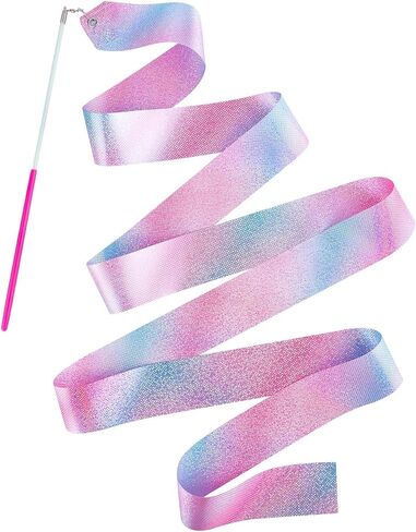 14PCS Sparkling Dance Ribbon for Kids Girls Princess Mermaid Ballet Ballerina Gymnastics Birthday Party Favors Decorations, Kids Twirling Streamer Ribbon Dancer Wands for Outdoor Toys in Saudi Arabia