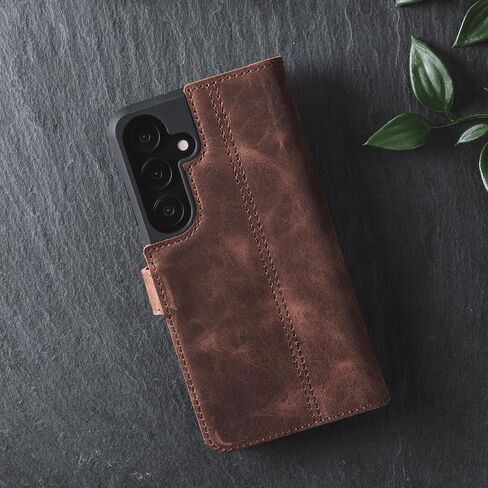 Snakehive Leather Wallet for Samsung Galaxy S25 - Real Leather Wallet Phone Case - Genuine Leather with Viewing Stand and 3 Card Holder - Flip Folio Cover with Card Slot (Brown) in Saudi Arabia