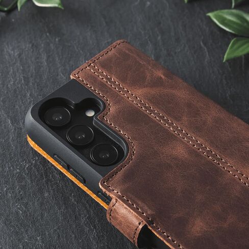Snakehive Leather Wallet for Samsung Galaxy S25 - Real Leather Wallet Phone Case - Genuine Leather with Viewing Stand and 3 Card Holder - Flip Folio Cover with Card Slot (Brown) in Saudi Arabia
