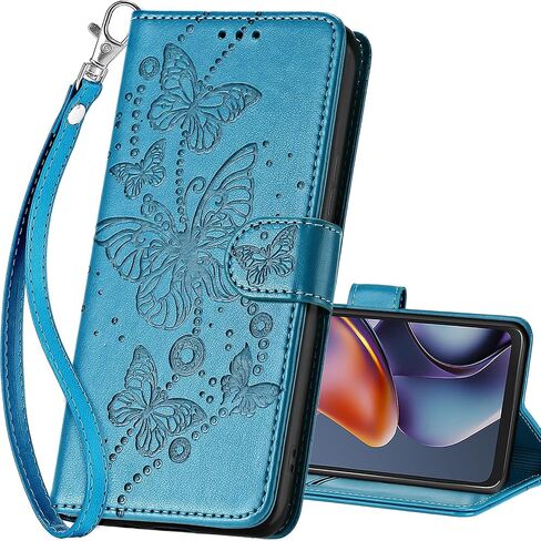 for Motorola Moto G 5G 2025 Wallet case，Flip Folio Cover with Stand Feature for Women Men，PU Leather Phone Case Fit for Motorola Moto G 5G 2025 [Blue-Butterfly] in Saudi Arabia
