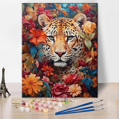 4 Pack Animals Paint by Number for Kids with Wooden Frame-Paint by Numbers for Kids Animal Ages 4-8-12,Easy Elephant Cow Penguin Giraffe DIY Acrylic Oil Painting Kits for Home Wall Decor(8X8inch) in Saudi Arabia