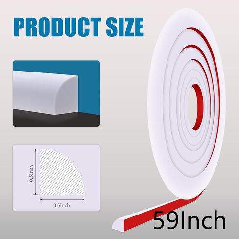 Flexible Quarter Round Molding 118 Inch Peel and Stick Quarter Round Trim Bendable Molding Trim for Floor，Bathtub，Countertops（White） in Saudi Arabia
