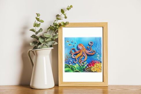 Colorful Under The Sea Animal, Greeting Card, Water Color Quilling Card, Art Card for Get Well Soon, Birthday, Thank You, Thinking Of You, Mother Day, Father Day, Boss Day (Octopus) in Saudi Arabia