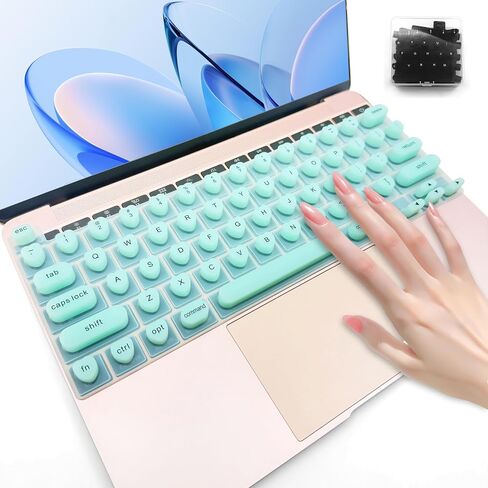 Keyboard Film for Nail Art | Full-Size Laptop Keyboard Cover Used for MacBook, Silicone Raised Keyboard Protective Cover for Nail Art, Long Nails Keyboard Cover for Typing and Gaming (Heart, Green) in Saudi Arabia