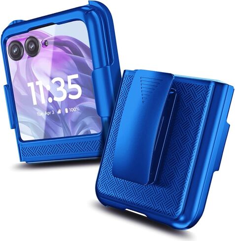 حافظة YZB مع مشبك لهاتف Motorola Razr 2024، [لا تناسب Razr Plus 2024] رفيعة للغاية، غطاء واقٍ سهل التركيب مع مجموعة حافظة بمشبك حزام دوار ومسند مدمج، أسود in Kuwait