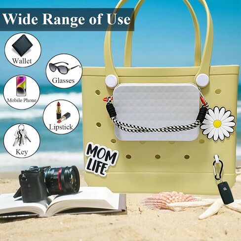 GBYAN Silicone Phone Holder with Charms for Bogg Bag,Zipper Phone Case with Handle, Beach Tote Bag Accessories,Insert Wallet with Key Holder, (Gray) in Saudi Arabia