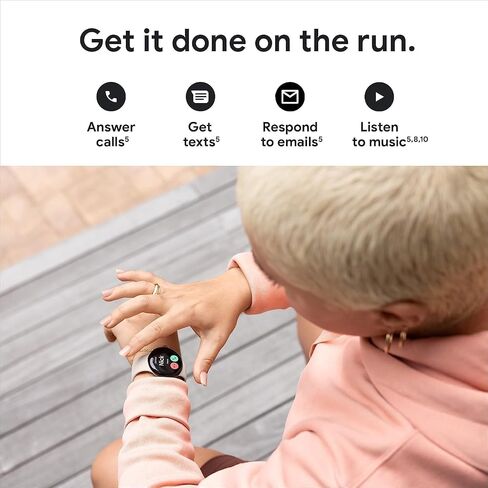 Google | Pixel Watch | Android Smartwatch with Fitbit Activity Tracking | Fitness and Sleep Tracker with Heart Rate Tracker | 41mm (Polished Silver case w/Charcoal Gray Active Band) in Kuwait
