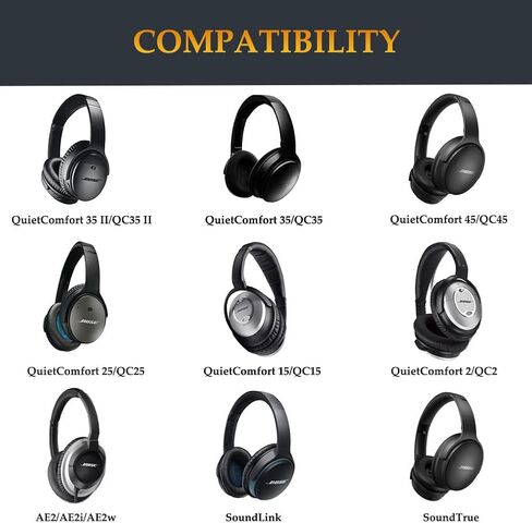 QC35 سماعات الرأس استبدال منصات الأذن راحة هادئة 35 وسائد الأذن تتوافق مع Bose QC35/QuietComfort 35 و QC35 II/QuietComfort 35 II سماعات الرأس (أسود) in Kuwait