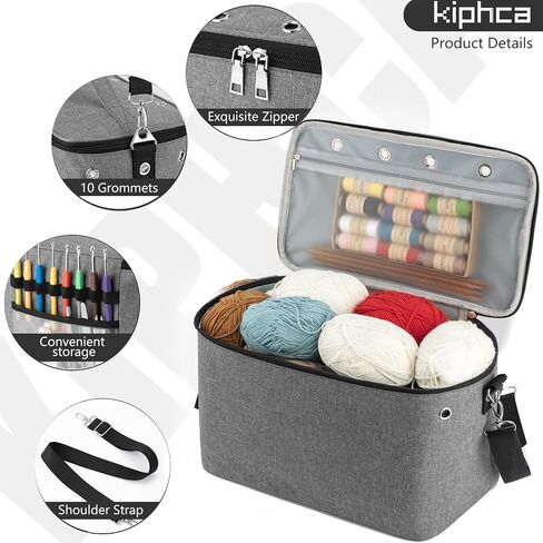 Crochet Bag, Knitting Tote Organizer Up to 13" Knitting Needles for Crochet Hooks, Circular Needles, Projects and Skeins, Purple-Only Bag in Saudi Arabia