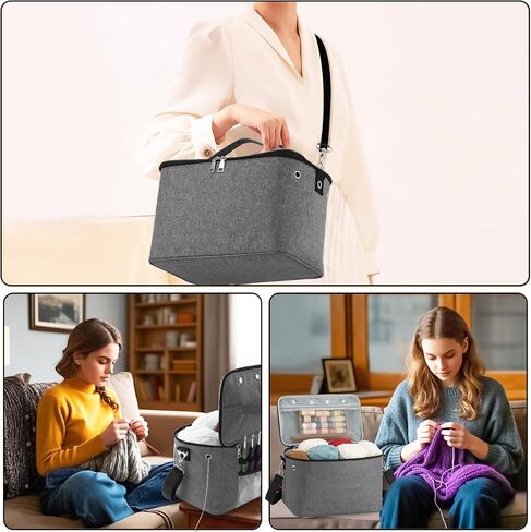 Crochet Bag, Knitting Tote Organizer Up to 13" Knitting Needles for Crochet Hooks, Circular Needles, Projects and Skeins, Purple-Only Bag in Saudi Arabia
