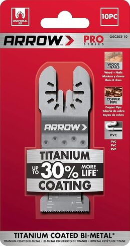 شفرات منشار أداة متأرجحة مطلية بالتيتانيوم OSC206-10 من Arrow لأعمال النجارة والجدران الجافة والبلاستيك والمعادن، عالمية، تناسب معظم الأدوات المتعددة، 2-11/16 بوصة، 10 عبوات in Saudi Arabia