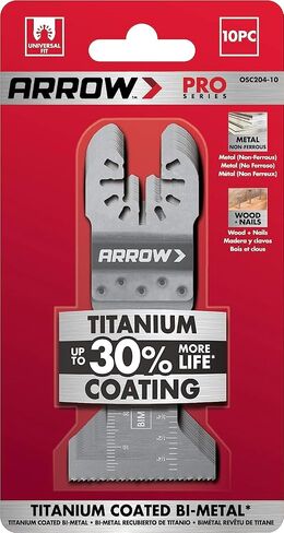 شفرات منشار أداة متأرجحة مطلية بالتيتانيوم OSC206-10 من Arrow لأعمال النجارة والجدران الجافة والبلاستيك والمعادن، عالمية، تناسب معظم الأدوات المتعددة، 2-11/16 بوصة، 10 عبوات in Saudi Arabia