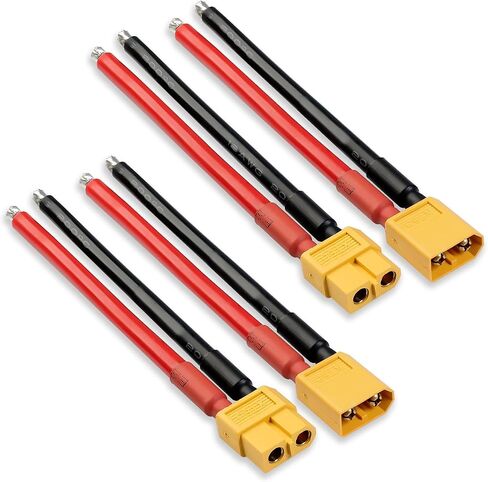5 Pairs XT60 Plug Male & Female Connector with 14 AWG 50mm. Silicone Wire for RC Lipo Battery FPV Drone Lithium (10 Pcs) - Ledvillage in Saudi Arabia