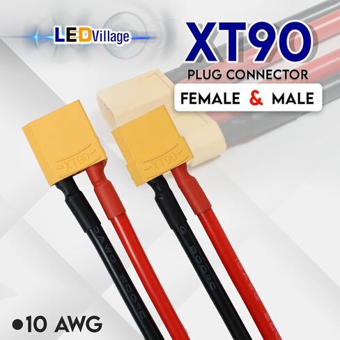 5 Pairs XT60 Plug Male & Female Connector with 14 AWG 50mm. Silicone Wire for RC Lipo Battery FPV Drone Lithium (10 Pcs) - Ledvillage in Kuwait