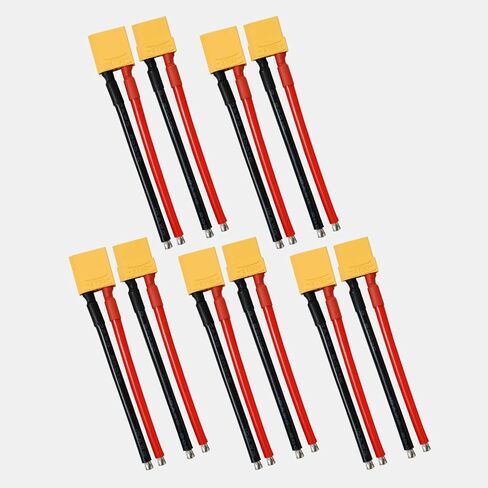 5 Pairs XT60 Plug Male & Female Connector with 14 AWG 50mm. Silicone Wire for RC Lipo Battery FPV Drone Lithium (10 Pcs) - Ledvillage in Kuwait