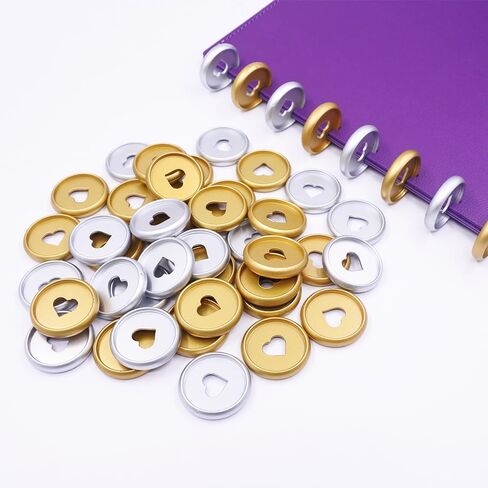 33pcs Expansion Discbound Notebook System Heart Plastic Discs Book Binding Disc Binder Rings Planner Accessories(Silver & Rose Gold,1inch/24mm,33 Pieces) in Saudi Arabia