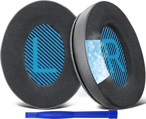 SoloWIT Cooling-Gel Earpads Cushions for Bose Headphones, Replacement Ear Pads for Bose QuietComfort 15 QC15 QC25 QC2 QC35/Ae2 Ae2i Ae2w/SoundTrue & SoundLink Around-Ear & Around-Ear II - Blue&Black in Kuwait