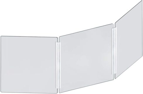 عروض Azar - 176196-100 حارس العطس الواقي ثلاثي الأفق للعداد ومكتب - حاجز زجاجي محمول (حزمة من 1) - درع مكتب الأكريليك مع لوحات جناح جانبية. درع بلاستيكي للمكتب 62 في × 30 بوصة in Kuwait