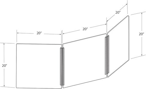 عروض Azar - 176196-100 حارس العطس الواقي ثلاثي الأفق للعداد ومكتب - حاجز زجاجي محمول (حزمة من 1) - درع مكتب الأكريليك مع لوحات جناح جانبية. درع بلاستيكي للمكتب 62 في × 30 بوصة in Kuwait