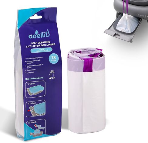 36 Count Litter Box Liners, Cat Litter Waste Receptacles Bags for Neakasa* M1 and Autoscooper 11 Open-Top Self-Cleaning Cat Litter Box, Drawstring Litter Box Bags, Pre-Separated (27" x 13") in Saudi Arabia