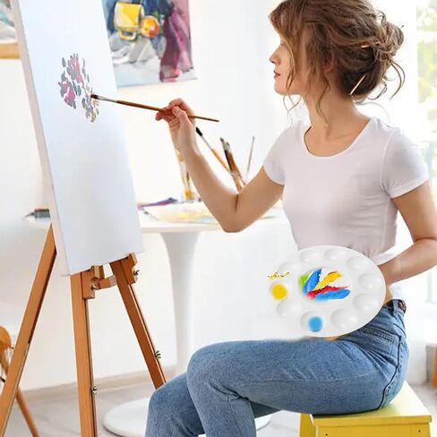 PSON 3PCS 9 "مجموعة لوحة صينية الطلاء ، لوحات خلط البلاستيك Ellipsoid ، حامل طلاء الطلاء القابل للغسل البلاستيكي للوازم الفني ، مشروع المدرسة ، الحرفية in Kuwait