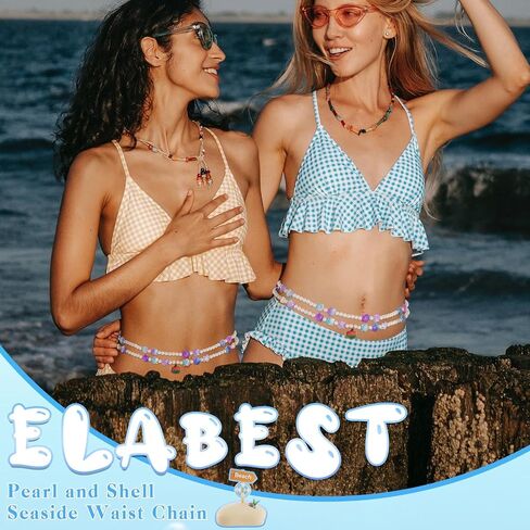 ELABEST Seashell Belly Chain Layered Pearl Shell Waist Chain Boho Beach Seashell Stomach Jewelry Chains for Women in Saudi Arabia