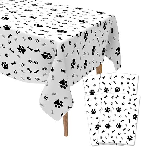 Dog Birthday Party Decorations, 2 Pack 54 x 108 Inches Paw Print Tablecloth, Disposable Plastic Rectangle Dog Table Cloth Cover Puppy Dog Themed Birthday Party Favors Supplies Pawty Table Decor in Saudi Arabia