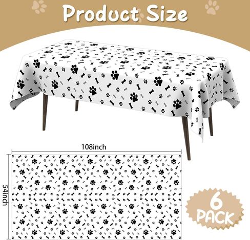 Dog Birthday Party Decorations, 2 Pack 54 x 108 Inches Paw Print Tablecloth, Disposable Plastic Rectangle Dog Table Cloth Cover Puppy Dog Themed Birthday Party Favors Supplies Pawty Table Decor in Saudi Arabia