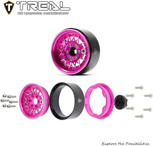 TREAL 1.9 Beadlock Wheels Fasion RC Wheel Rims(4P) for Women Girls Princess Compatible with 1/10 Crawler TRX4 SCX10 III Ascent-Type V(Black) in Saudi Arabia