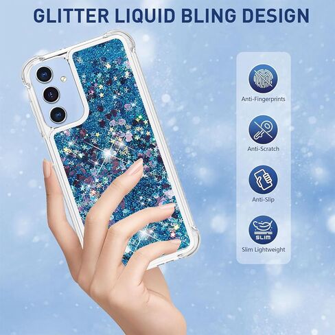 بالنسبة إلى Samsung Galaxy A16 5G ، مع واقي الشاشة ، فإن Glitter Bling Liquid Floating Cute Girls Slim TPU Soft Silicone Drockproof Cover for Galaxy A16 5G -Purple in Kuwait