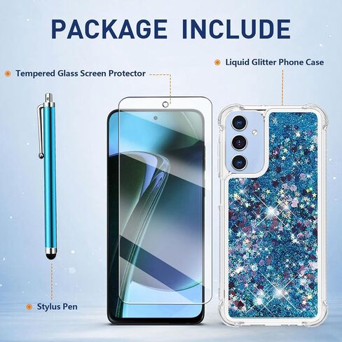 بالنسبة إلى Samsung Galaxy A16 5G ، مع واقي الشاشة ، فإن Glitter Bling Liquid Floating Cute Girls Slim TPU Soft Silicone Drockproof Cover for Galaxy A16 5G -Purple in Kuwait