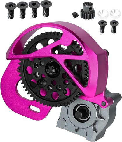 RC Aluminum Transmission Gearbox Upgrades Part for 1/10 Axia1 SCX10, SCX10 II 90046 90047 Wraith,AX10 RC Crawler car,Alloy Center Transmission Gearbox,Titanium & Pink in Saudi Arabia