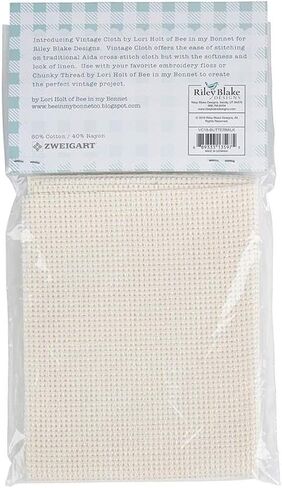 Riley Blake Zweigart Vintage Cloth Assortment by Lori Holt of Bee in My Bonnet | Aida, Tula, Cork Linen and Lugana Cross-Stitch Fabric for Stunning Needlework Creations (10-Count Tula Oatmeal) in Saudi Arabia