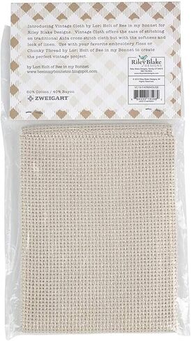 Riley Blake Zweigart Vintage Cloth Assortment by Lori Holt of Bee in My Bonnet | Aida, Tula, Cork Linen and Lugana Cross-Stitch Fabric for Stunning Needlework Creations (10-Count Tula Oatmeal) in Saudi Arabia