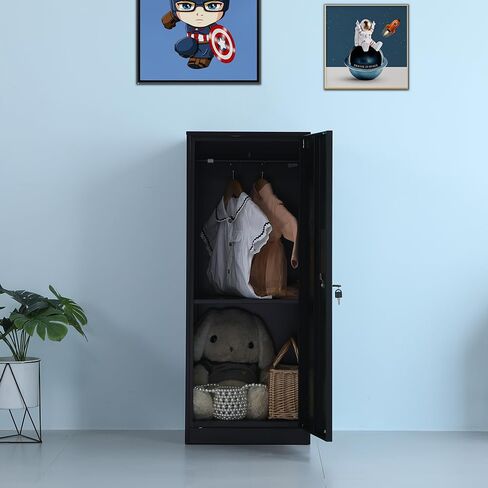 4 أبواب خزانة تخزين عمودية للعبور لغرفة نوم الأطفال ، غرفة الأطفال ، المدرسة ، المكتب ، المنزل ، خزانة تخزين الصلب القابلة للتكديس للملابس والمعدات الرياضية ، جهاز مكافحة المائلة (أسود) in Kuwait