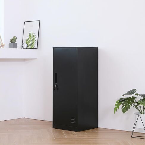 4 أبواب خزانة تخزين عمودية للعبور لغرفة نوم الأطفال ، غرفة الأطفال ، المدرسة ، المكتب ، المنزل ، خزانة تخزين الصلب القابلة للتكديس للملابس والمعدات الرياضية ، جهاز مكافحة المائلة (أسود) in Kuwait