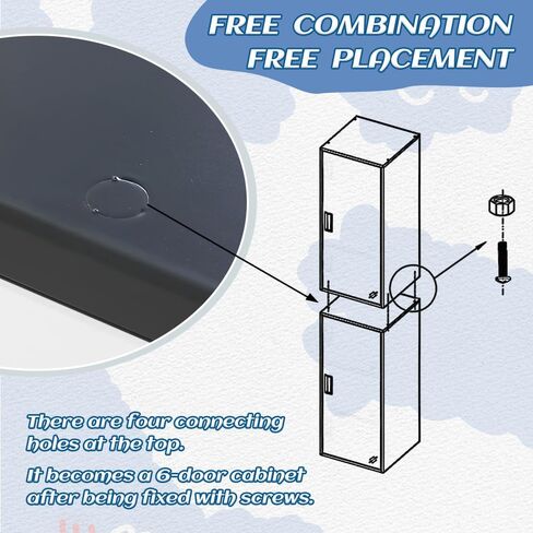 4 أبواب خزانة تخزين عمودية للعبور لغرفة نوم الأطفال ، غرفة الأطفال ، المدرسة ، المكتب ، المنزل ، خزانة تخزين الصلب القابلة للتكديس للملابس والمعدات الرياضية ، جهاز مكافحة المائلة (أسود) in Kuwait