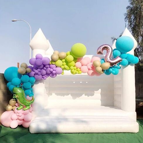 White Bounce House for Adults Kids, 100% PVC Commercial Grade Bounce House with 750W Blower Large Inflatable Balloon House for Birthday Party Wedding Gender Reveal and Other Celebrations 13x11.5x10ft in Saudi Arabia