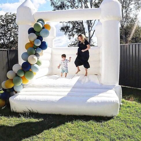 White Bounce House for Adults Kids, 100% PVC Commercial Grade Bounce House with 750W Blower Large Inflatable Balloon House for Birthday Party Wedding Gender Reveal and Other Celebrations 13x11.5x10ft in Saudi Arabia