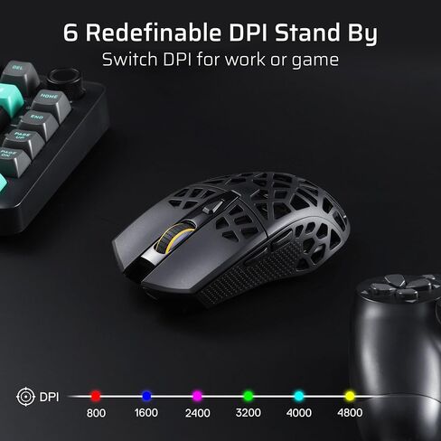 LTC GM023 Tri-Mode Wireless Gaming Mouse, 79g Ultra-Light Honeycomb Ergonomic Gaming Mouse, PAW3104 Sensor, 6-Level DPI 4800, 6 Programmable Buttons, Pro Software in Kuwait