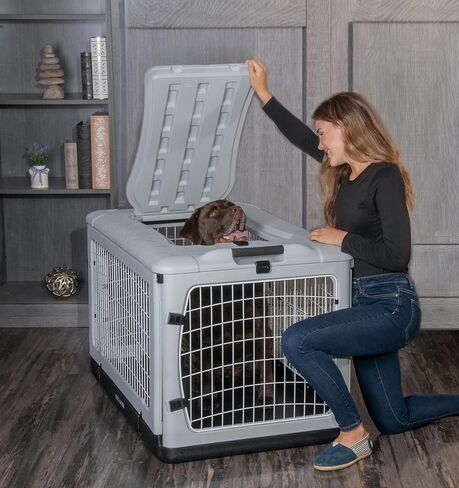 Pet Gear “The Other Door" 4 Door Steel Crate for Dogs/Cats with Garage-Style Door, Includes Plush Bed + Travel Bag, No Tools Required, Willow in Kuwait