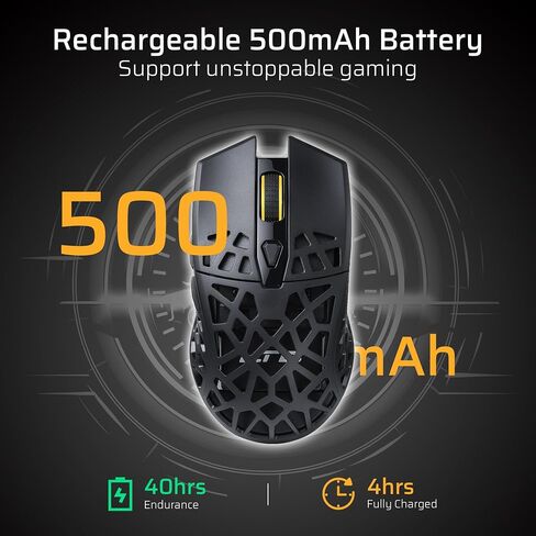LTC GM023 Tri-Mode Wireless Gaming Mouse, 79g Ultra-Light Honeycomb Ergonomic Gaming Mouse, PAW3104 Sensor, 6-Level DPI 4800, 6 Programmable Buttons, Pro Software in Kuwait